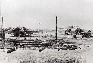 Russia Damaged Russian Air Force Airfield after German Bombing Old Photo 1941