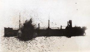 Off Tunisia Italian Supply Ship sunk by RAF Blenheim Bombers Old Photo 1941