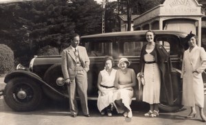 France Group posing by Nice Automobile & Bakery Old RPPC Photo 1930