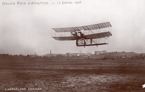 France Aviation Grand Prix Farman Airplane Flight Marque Etoile RPPC Photo 1908