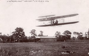 France Aviation Wright Biplane in Flight Old Marque Etoile RPPC Photo 1908