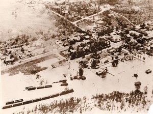 USA Illinois Thebes Mississippi Floods Train passing Aerial View Old Photo 1930