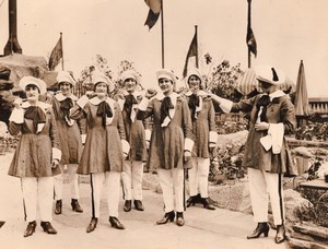 London Selfridges Waitresses in French Student Costume Trousers Old Photo 1930