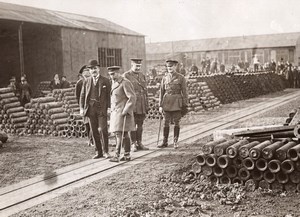 WWI King George Inspecting Munition Factory Shells Old Photo 1914-1918