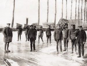 WWI Western Front Soldiers on Frozen Canal France or Belgium? Old Photo 1914-18