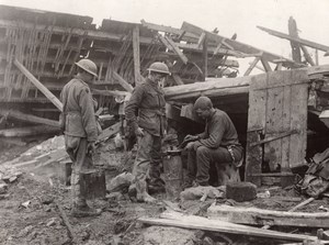 France Thilloy British Troops Cooking Dinner Western Front Old Photo 1914-1918