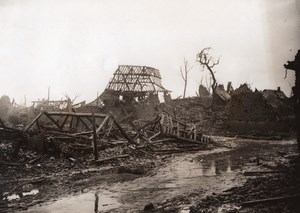 France WWI Somme Miraumont Ruins Main street Old Photo 1914-1918