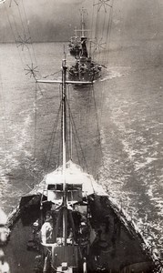 WWI British Fleet Battleships in Snow storm Old Photo 1914-1918