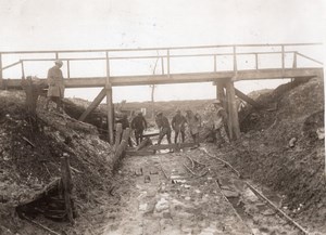 France WWI British Advance Western Front Bridge Old Photo 1914-1918
