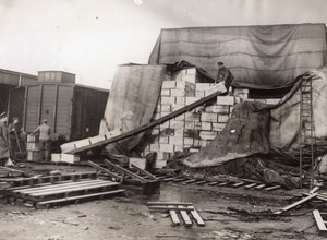 France WWI British Western Front Train Loading Provisions Old Photo 1914-1918