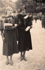 France Elegant Women French Fashion at Horse Racing Old Moisson Photo 1920's