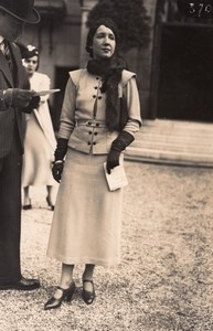 France Elegant Woman French Fashion at Horse Racing Old Moisson Photo 1920's