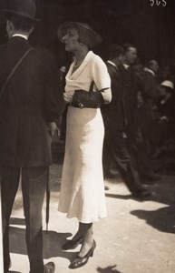 France Elegant Woman French Fashion at Horse Racing Old Moisson Photo 1920's