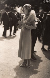 France Elegant Woman French Fashion at Horse Racing Old Moisson Photo 1920's