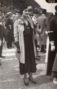 France Elegant Woman French Fashion at Horse Racing Old Moisson Photo 1920's