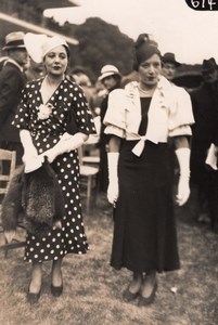 France Elegant Women French Fashion at Horse Racing Old Moisson Photo 1920's