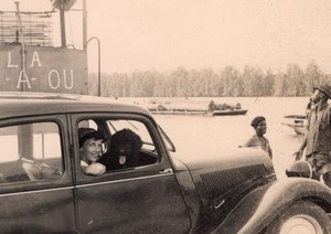 Cameroon Car on the Dibamba River Ferry French Colony Old Photo 1950