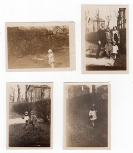 France Children Scenes Doll & Pram 4 Old amateur Snapshot Photos 1920's