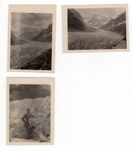France Alps Chamonix Mer de Glace Glacier 3 Old amateur Snapshot Photos 1910