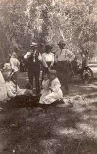 USA Family Picnic Countryside Automobile Old amateur Snapshot Photo 1910's