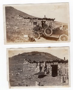 USA Camouflage House Hill side Automobile Men 2 Old amateur Snapshot Photos 1920