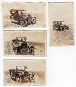 USA Early Automobile Ford? On Country road 4 Old amateur Snapshot Photos 1920