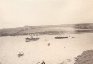 Cornwall Landing at Helford River Boats Old amateur Photo 1900