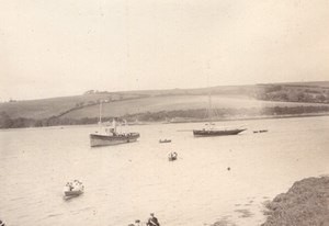 Cornwall Landing at Helford River Boats Old amateur Photo 1900