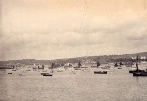 Cornwall Falmouth Harbour River Fal Many Boats Old amateur Photo 1900