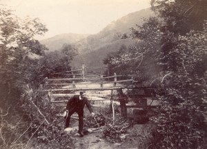 Ilfracombe Man in English Countryside Hat & Cane Old amateur Photo 1900