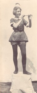 England Girl Page or Faun Plaing Reed pipe Costume Old amateur Photo 1900
