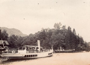 Ecosse Scotland Trossachs Loch Katrine Paddle steamer Old amateur Photo 1900