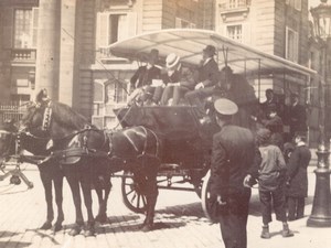 France Paris Horse Drawn Carriage Public Transport Old amateur Photo 1900