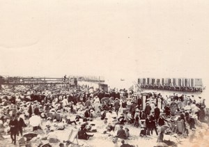 Margate English Seaside Town Crowd on the Beach Old amateur Photo 1900