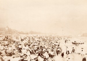 Yarmouth English Seaside Town Crowd on the Beach Old amateur Photo 1900
