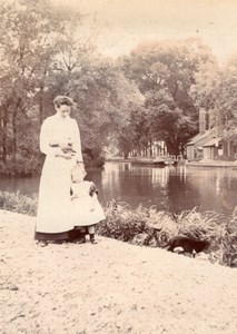 Waltham English Countryside Mother & Child River Old amateur Photo 1900
