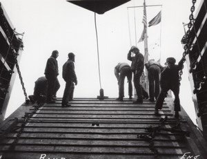 WWII US Navy Battleship Lower Ramp USA? Old Photo 1945