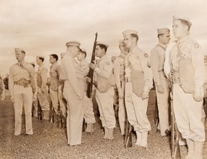 WWII American Troops Review Infantry Rifle Old Photo 1943