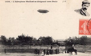 France Aviation Mixed Dirigible Malecot Old Postcard 1907