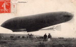 France Aviation Lebaudy Frères Military Dirigible Republique Old Postcard 1908