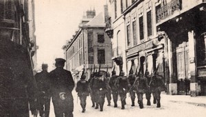 Reims Rue Ceres during German Occupation Patrol Old Postcard 1914