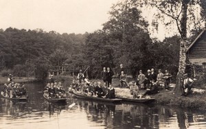 Germany? Men Groups in Boats Old Real Photo Postcard 1920