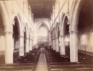 Unidentified British Church Interior Old Photo albumen print 1900