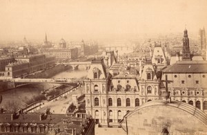 Paris Seine River Panorama viewed from St Gervais Church Old X Photo 1890