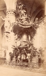 Cathedral of St. Michael and St. Gudula Baroque Pulpit Old Photo 1890