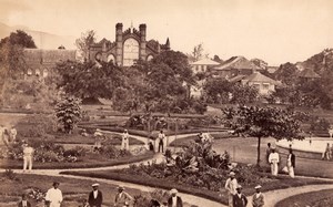 British West Indies or Jamaica? Men in Garden Church? Old Photo 1890