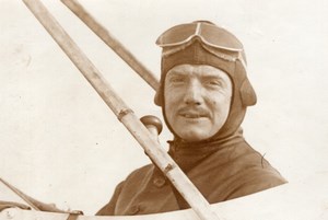 France Aviation Aviator Portrait in Airplane Old Photo 1910