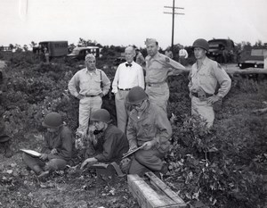 Secretary Cook Gen. Sirois & Rose Massachusetts National Guard Old Photo 1940's