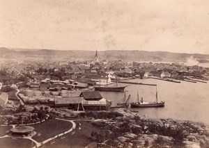 Norway Kristiansand General View Church Harbour old Photo 1890