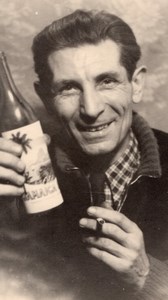 Smiling Man holding Bottle of Jamaica Rum? Cigarette Old Photo 1930's